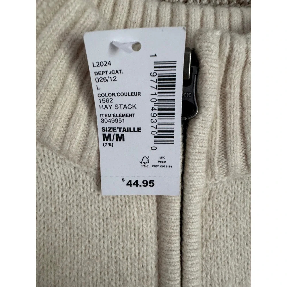 The Childrens Place Boys Cream 1/4 Zip Sweater Pullover Size 7/8‎ M NEW NWT